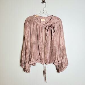 Raasta 100% Silk Beaded Bomber Jacket Size L Blush Pink Studded Bow Going Out